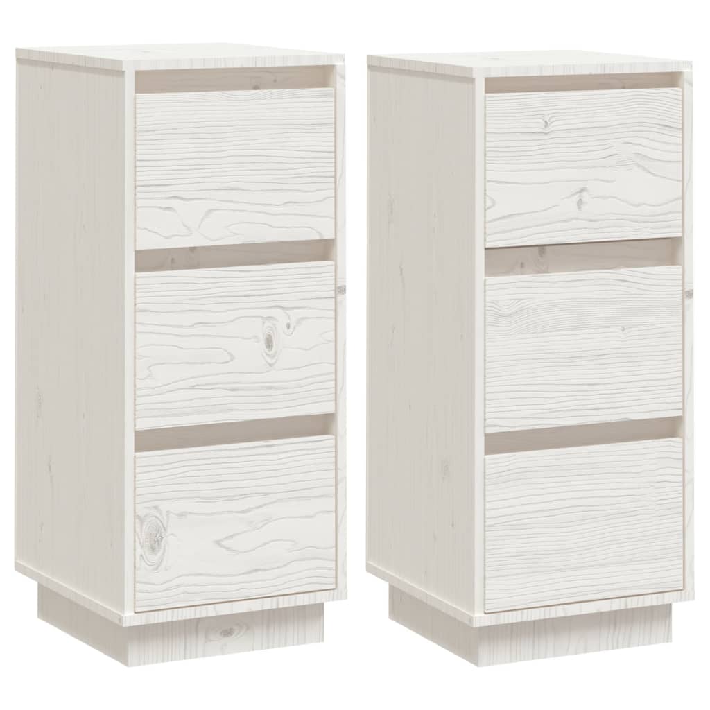 Sideboards 2 Pcs White 32X34x75 Cm Solid Wood Pine Sideboards & Buffets