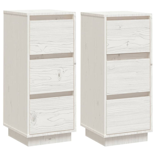 Sideboards 2 Pcs White 32X34x75 Cm Solid Wood Pine Sideboards & Buffets