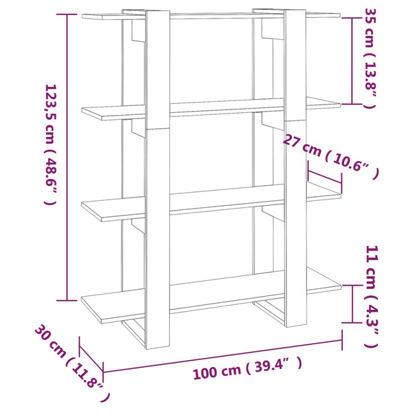 Vidaxl Book Cabinet/Room Divider Black 100X30x123.5 Cm Screens & Room Dividers