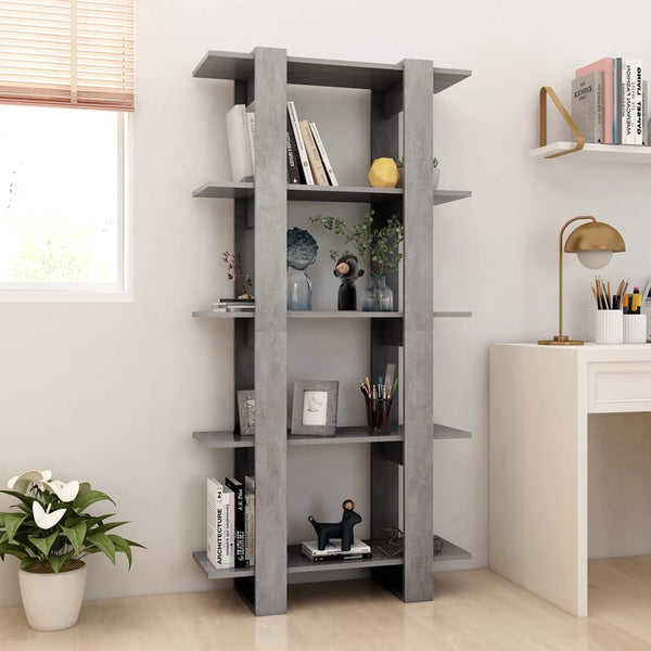 Book Cabinet/Room Divider Concrete Grey 80X30x160 Cm Engineered Wood Bookshelves