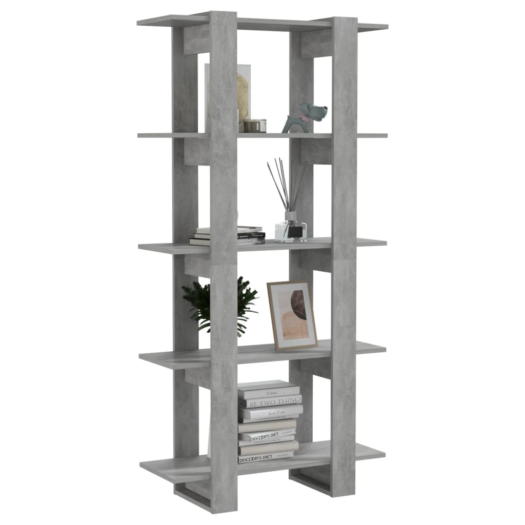 Book Cabinet/Room Divider Concrete Grey 80X30x160 Cm Engineered Wood Bookshelves