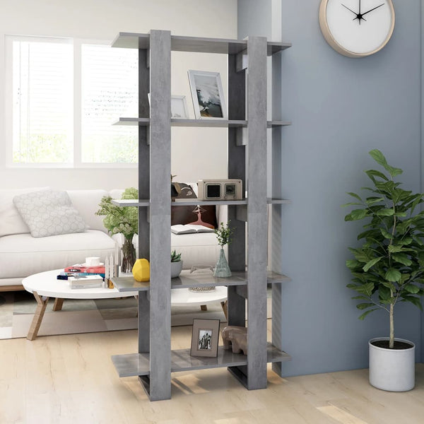 Book Cabinet/Room Divider Concrete Grey 80X30x160 Cm Engineered Wood Bookshelves