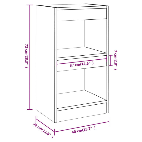 Book Cabinet/Room Divider White 40X30x72 Cm