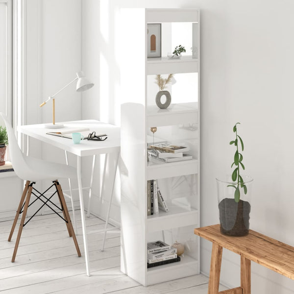 Book Cabinet/Room Divider High Gloss White 40X30x166 Cm Bookshelves