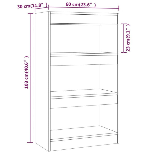 Book Cabinet/Room Divider Black 60X30x103 Cm Engineered Wood