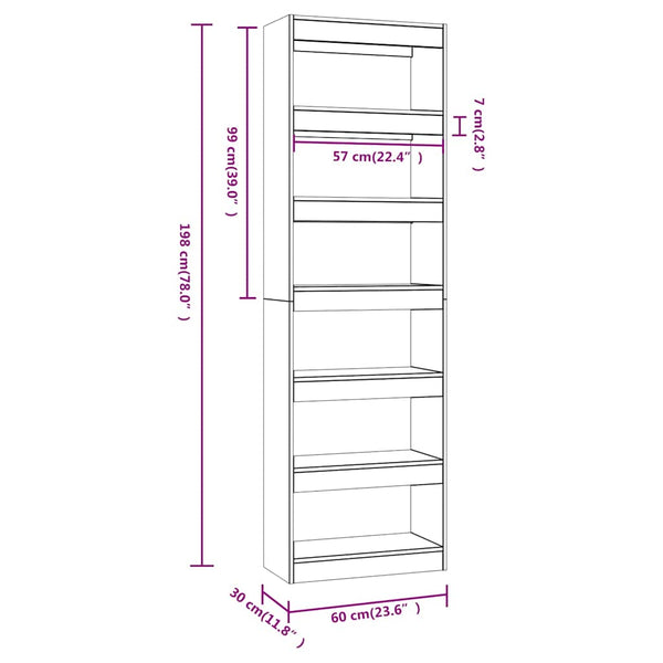 Vidaxl Book Cabinet Room Divider Black 60X30x198 Cm Screens & Room Dividers