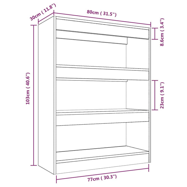 Book Cabinet/Room Divider High Gloss White 80X30x103 Cm Engineered Wood