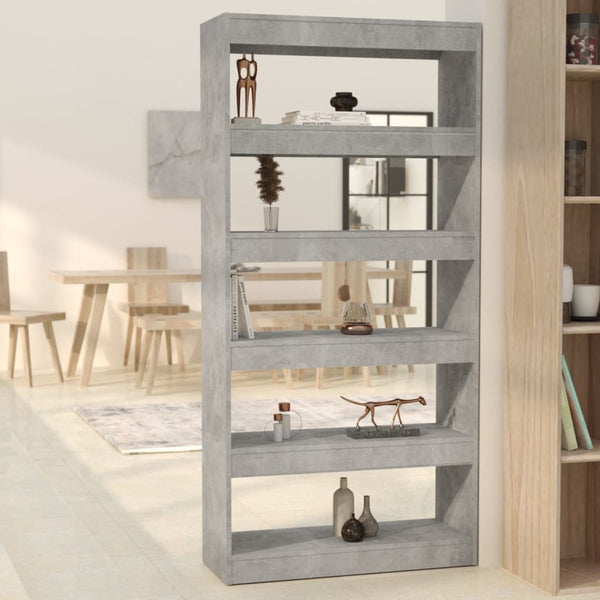 Book Cabinet/Room Divider Concrete Grey 80X30x166 Cm Engineered Wood Bookshelves