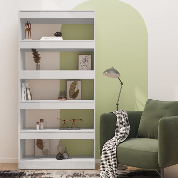 Book Cabinet/Room Divider High Gloss White 80X30x166 Cm Engineered Wood Bookshelves