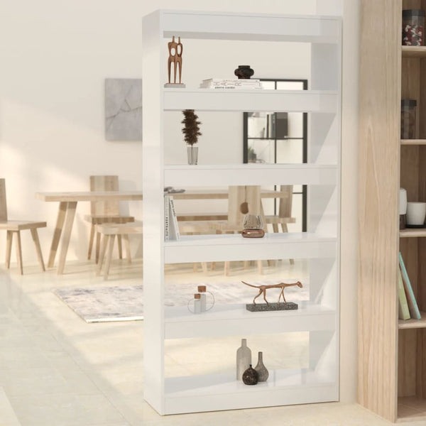 Book Cabinet/Room Divider High Gloss White 80X30x166 Cm Engineered Wood Bookshelves