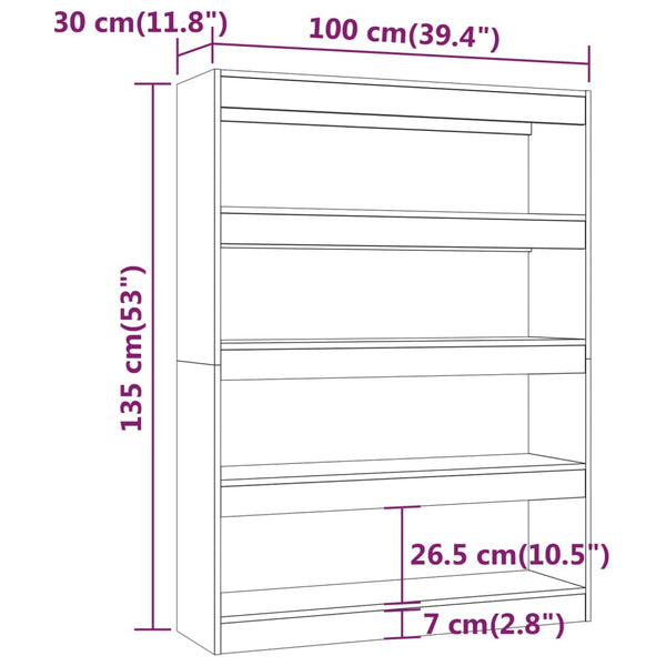 Book Cabinet/Room Divider Black 100X30x135 Cm Bookshelves