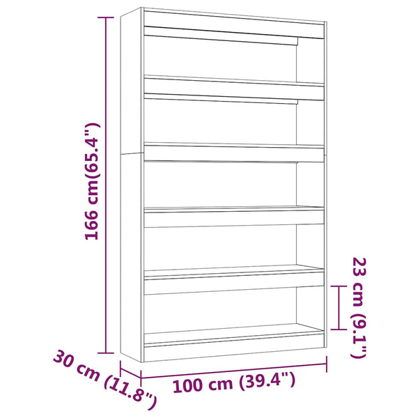 Vidaxl Book Cabinet/Room Divider Concrete Grey 100X30x166 Cm Bookshelves