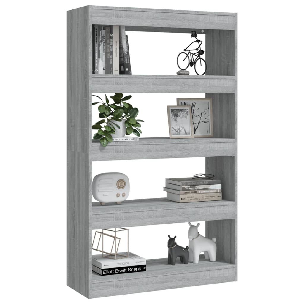 Book Cabinet/Room Divider Grey Sonoma 80X30x135 Cm Engineered Wood Bookshelves
