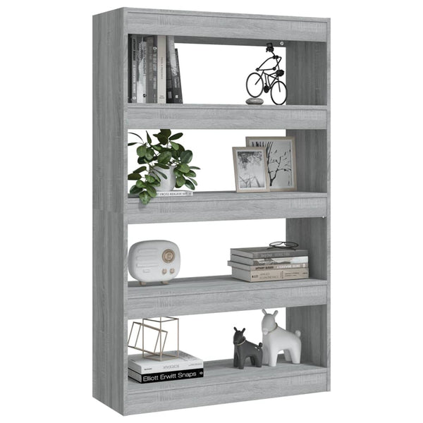 Book Cabinet/Room Divider Grey Sonoma 80X30x135 Cm Engineered Wood Bookshelves