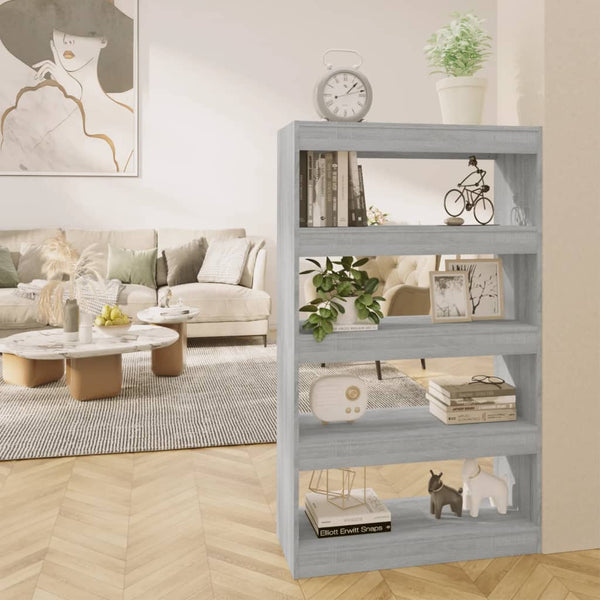 Book Cabinet/Room Divider Grey Sonoma 80X30x135 Cm Engineered Wood Bookshelves
