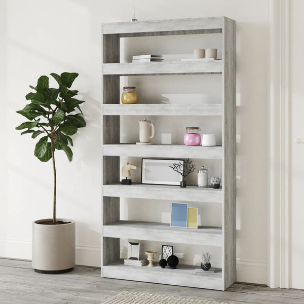 Book Cabinet/Room Divider Grey Sonoma 100X30x198 Cm Engineered Wood Bookshelves