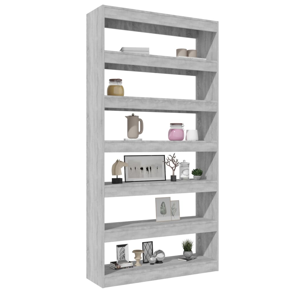 Book Cabinet/Room Divider Grey Sonoma 100X30x198 Cm Engineered Wood Bookshelves