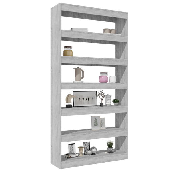 Book Cabinet/Room Divider Grey Sonoma 100X30x198 Cm Engineered Wood Bookshelves