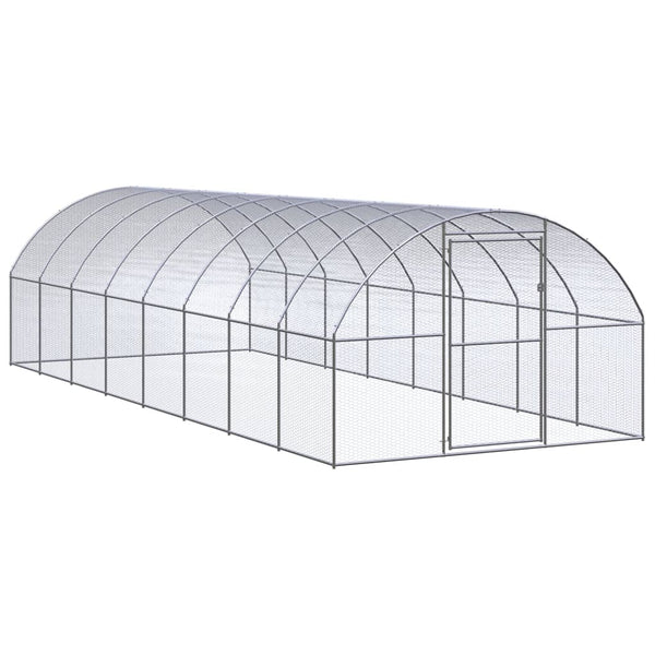 Outdoor Chicken Coop 3X8x2 M Galvanised Steel Small Animal Cages & Hutches