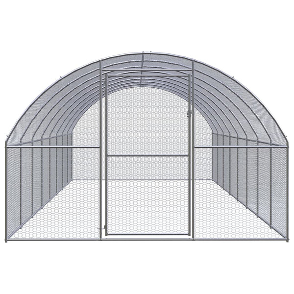 Outdoor Chicken Coop 3X8x2 M Galvanised Steel Small Animal Cages & Hutches