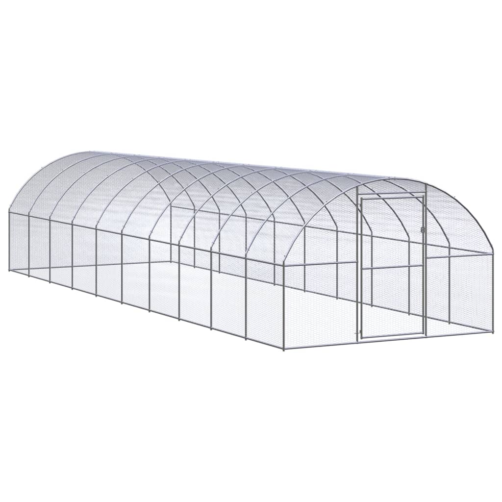 Outdoor Chicken Coop 3X10x2 M Galvanised Steel Small Animal Cages & Hutches