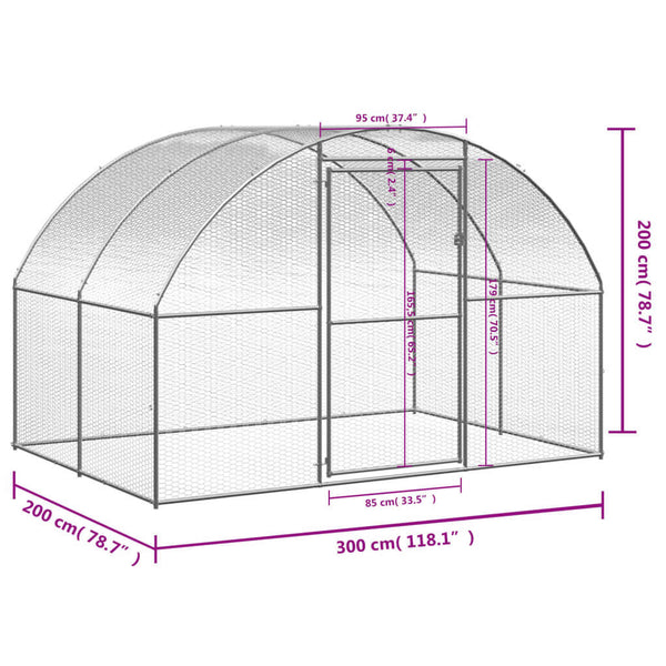 Outdoor Chicken Coop 3X2x2 M Galvanised Steel Small Animal Cages & Hutches