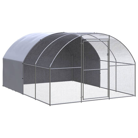 Vidaxl Outdoor Chicken Coop 3X4x2 M Galvanised Steel Poultry Cages
