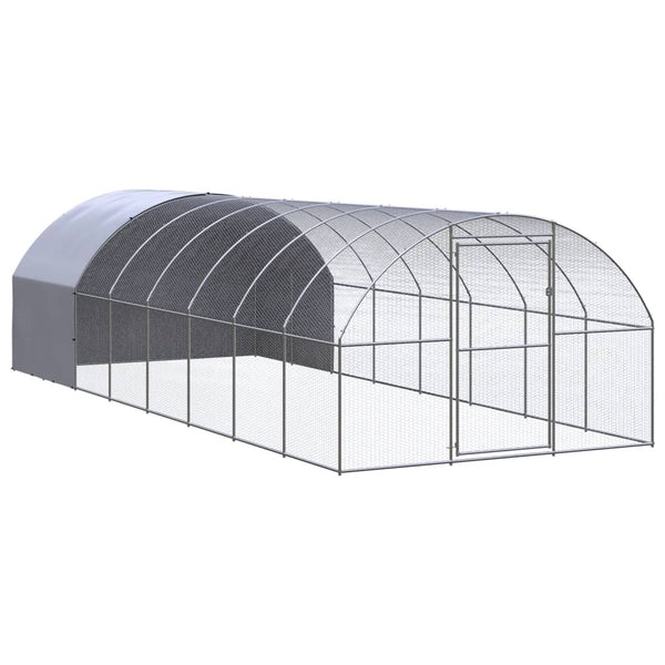 Vidaxl Outdoor Chicken Coop 3X8x2 M Galvanised Steel Small Animal Cages & Hutches