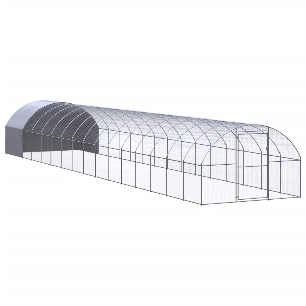 Outdoor Chicken Coop 3X16x2 M Galvanised Steel Small Animal Cages & Hutches
