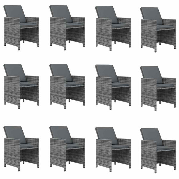 Vidaxl 13 Piece Garden Dining Set With Cushions Poly Rattan Grey Outdoor Dining Sets