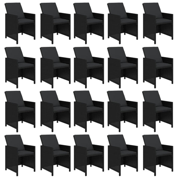 21 Piece Garden Dining Set With Cushions Black Poly Rattan Outdoor Dining Sets