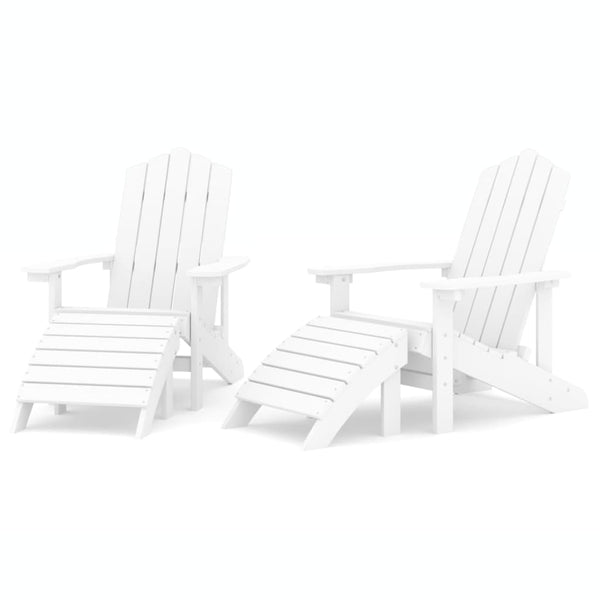 Garden Adirondack Chairs 2 Pcs With Footstools Hdpe White Patio Chairs