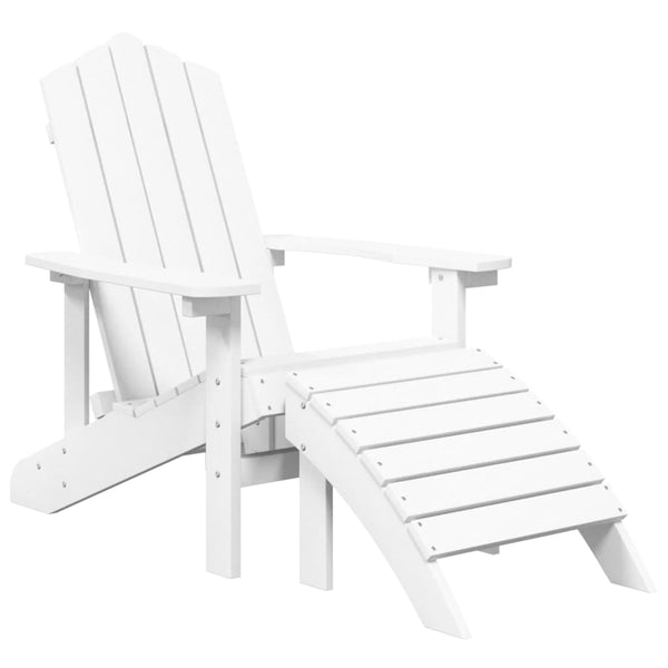 Garden Adirondack Chairs 2 Pcs With Footstools Hdpe White Patio Chairs