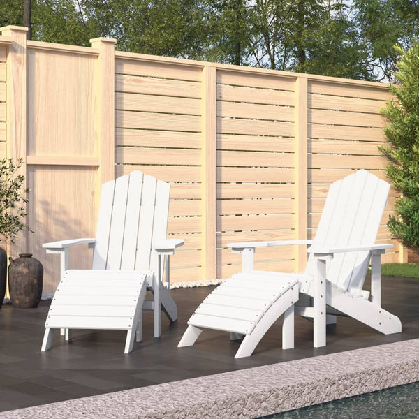 Garden Adirondack Chairs 2 Pcs With Footstools Hdpe White Patio Chairs
