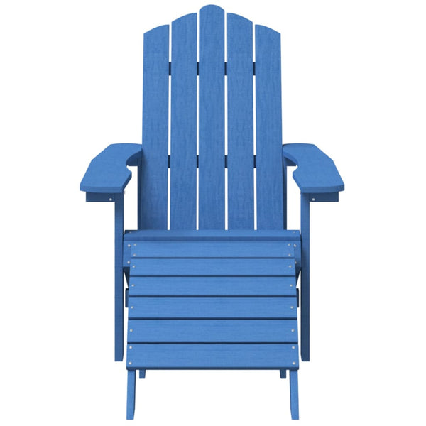 Garden Adirondack Chair With Footstool & Table Hdpe Aqua Blue Patio Chairs