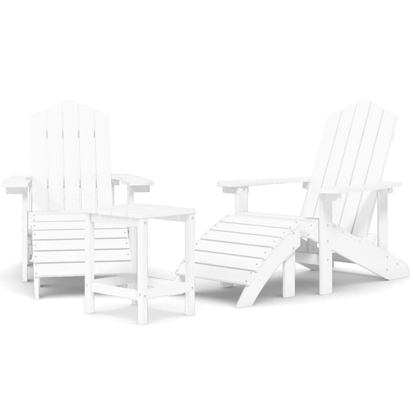 Garden Adirondack Chairs With Footstool & Table Hdpe White Patio Chairs