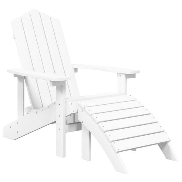 Garden Adirondack Chairs With Footstool & Table Hdpe White Patio Chairs