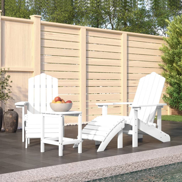 Garden Adirondack Chairs With Footstool & Table Hdpe White Patio Chairs
