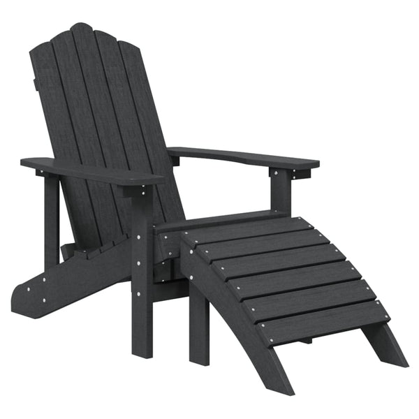 Garden Adirondack Chairs With Footstool & Table Hdpe Anthracite Patio Chairs