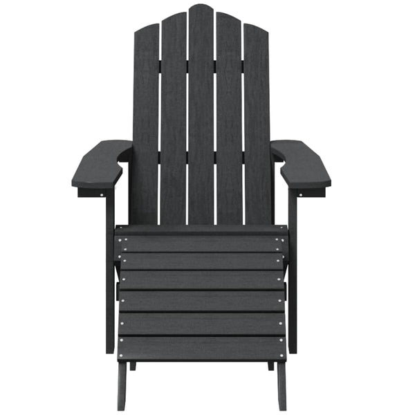 Garden Adirondack Chairs With Footstool & Table Hdpe Anthracite Patio Chairs
