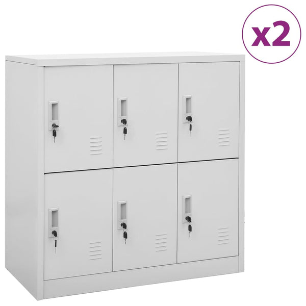 Vidaxl Locker Cabinets 2 Pcs Light Grey 90X45x92.5 Cm Steel Cabinets & Cupboards