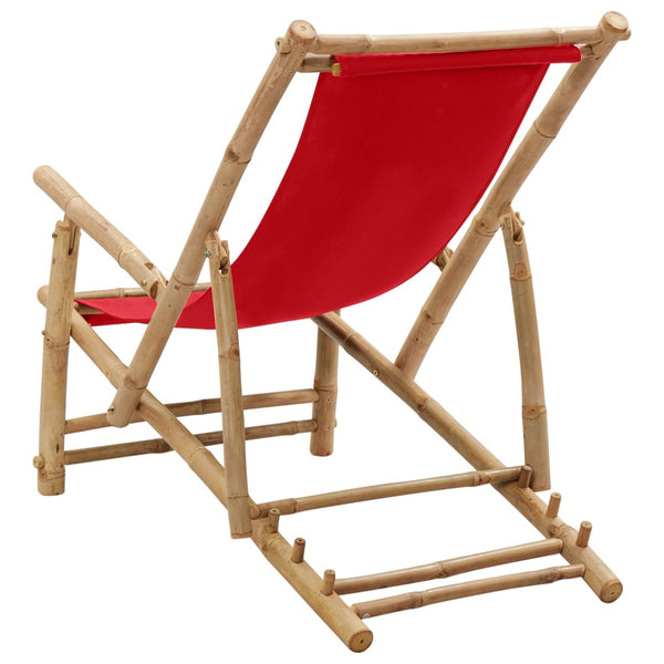 Vidaxl Deck Chair Bamboo And Canvas Red Beach Chairs