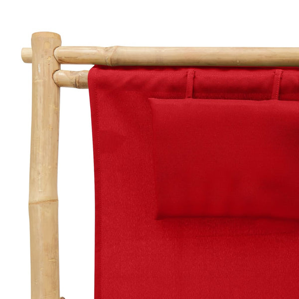 Vidaxl Deck Chair Bamboo And Canvas Red Beach Chairs
