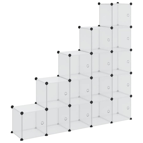 Vidaxl Storage Cube Organiser With 15 Cubes And Doors Transparent Pp Storage Boxes