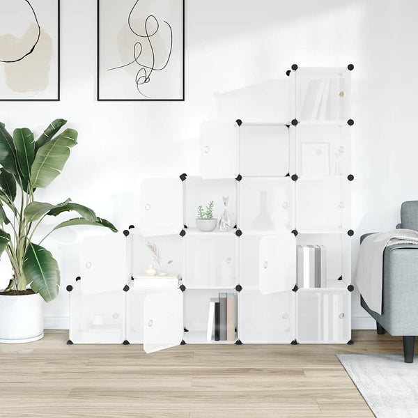 Vidaxl Storage Cube Organiser With 15 Cubes And Doors Transparent Pp Storage Boxes