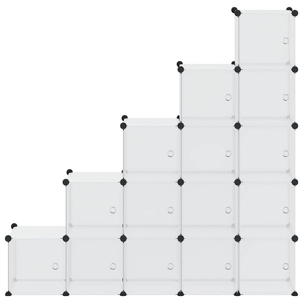 Vidaxl Storage Cube Organiser With 15 Cubes And Doors Transparent Pp Storage Boxes