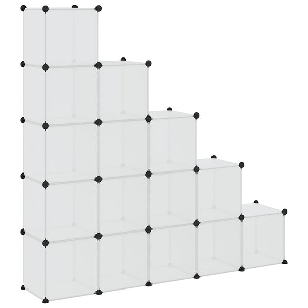 Vidaxl Storage Cube Organiser With 15 Cubes And Doors Transparent Pp Storage Boxes