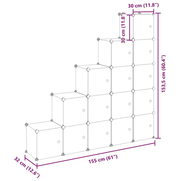 Vidaxl Storage Cube Organiser With 15 Cubes And Doors Transparent Pp Storage Boxes