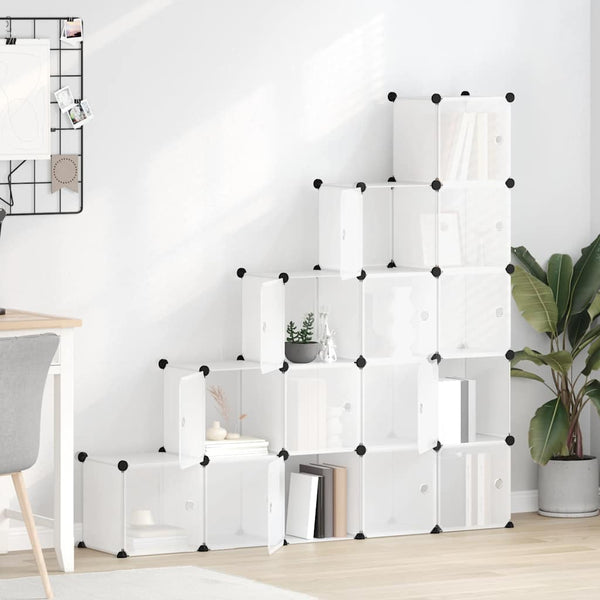 Vidaxl Storage Cube Organiser With 15 Cubes And Doors Transparent Pp Storage Boxes