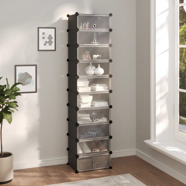 Shoe Rack Black 44X32x174 Cm Pp Shoe Racks